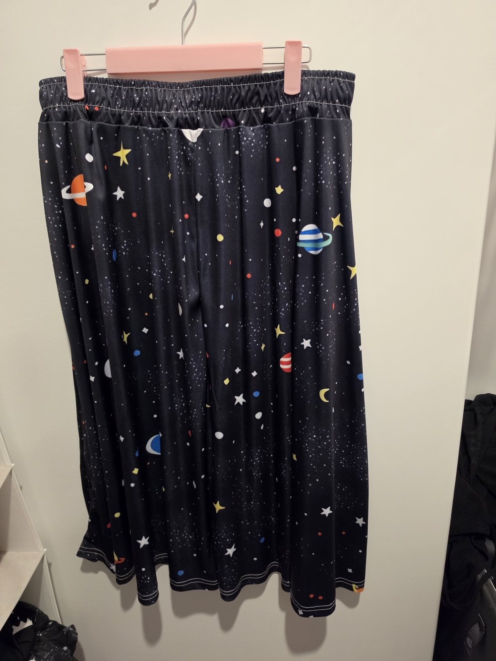Women’s Black Space-Print A-Line Skirt
